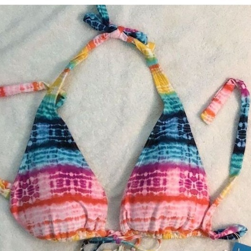 Bleu Rod Beattie Colorful Striped String Bikini Top Size 12‎